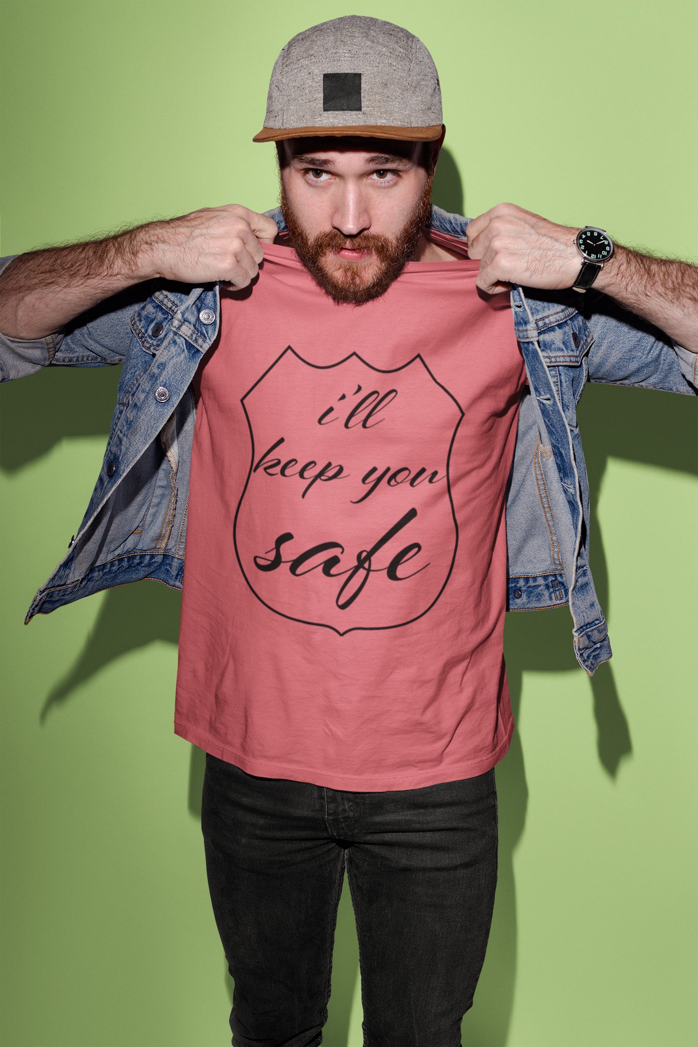 I'll Keep You Safe Black Print Summer T-shirt for Men