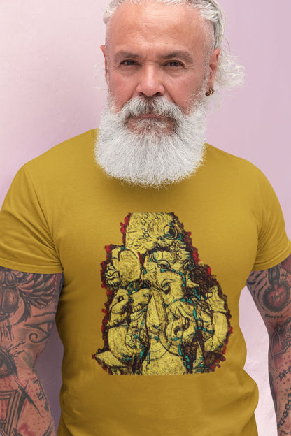 Ganpati Yellow Fresco Summer T-shirt for Men