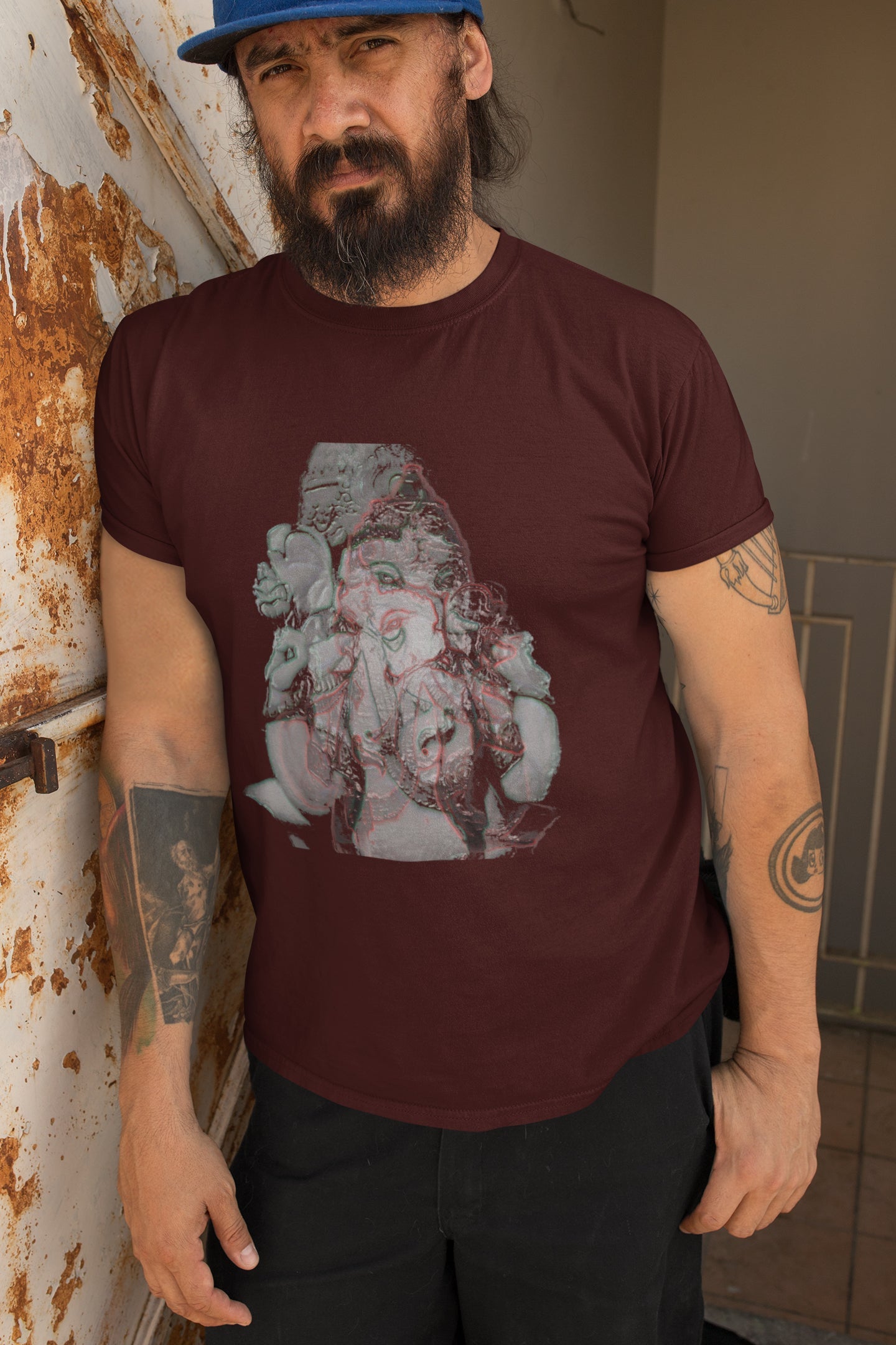 Ganpati Sommer-T-Shirt aus Plastikfolie für Herren