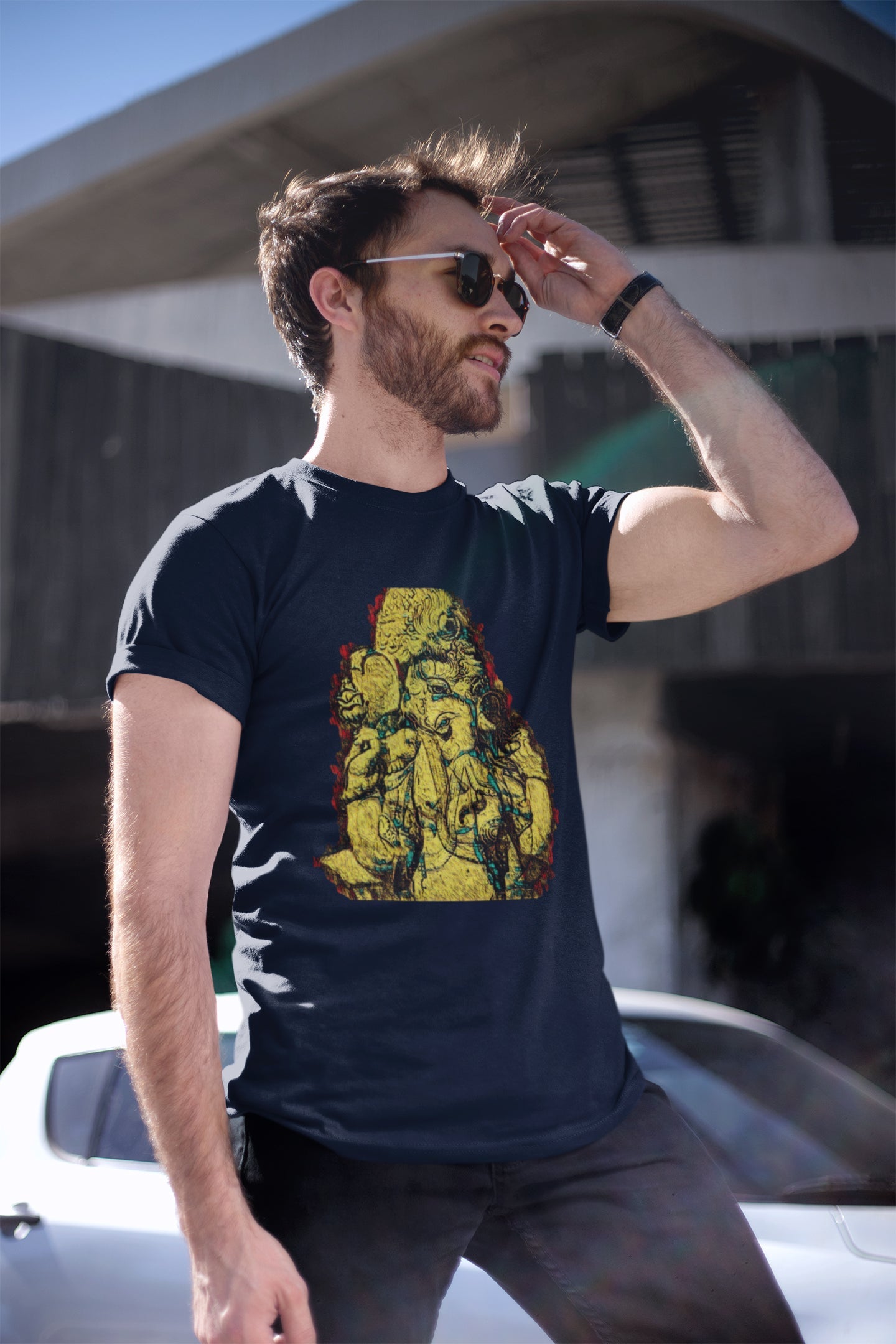 Ganpati Yellow Fresco Summer T-shirt for Men