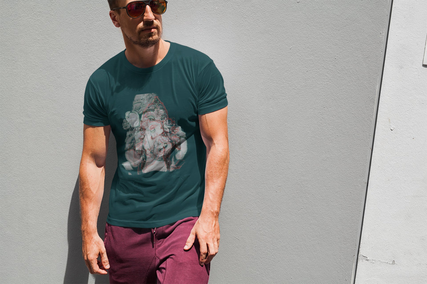 Ganpati Sommer-T-Shirt aus Plastikfolie für Herren