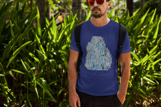 Blaues Ganpati Sommer-T-Shirt für Herren