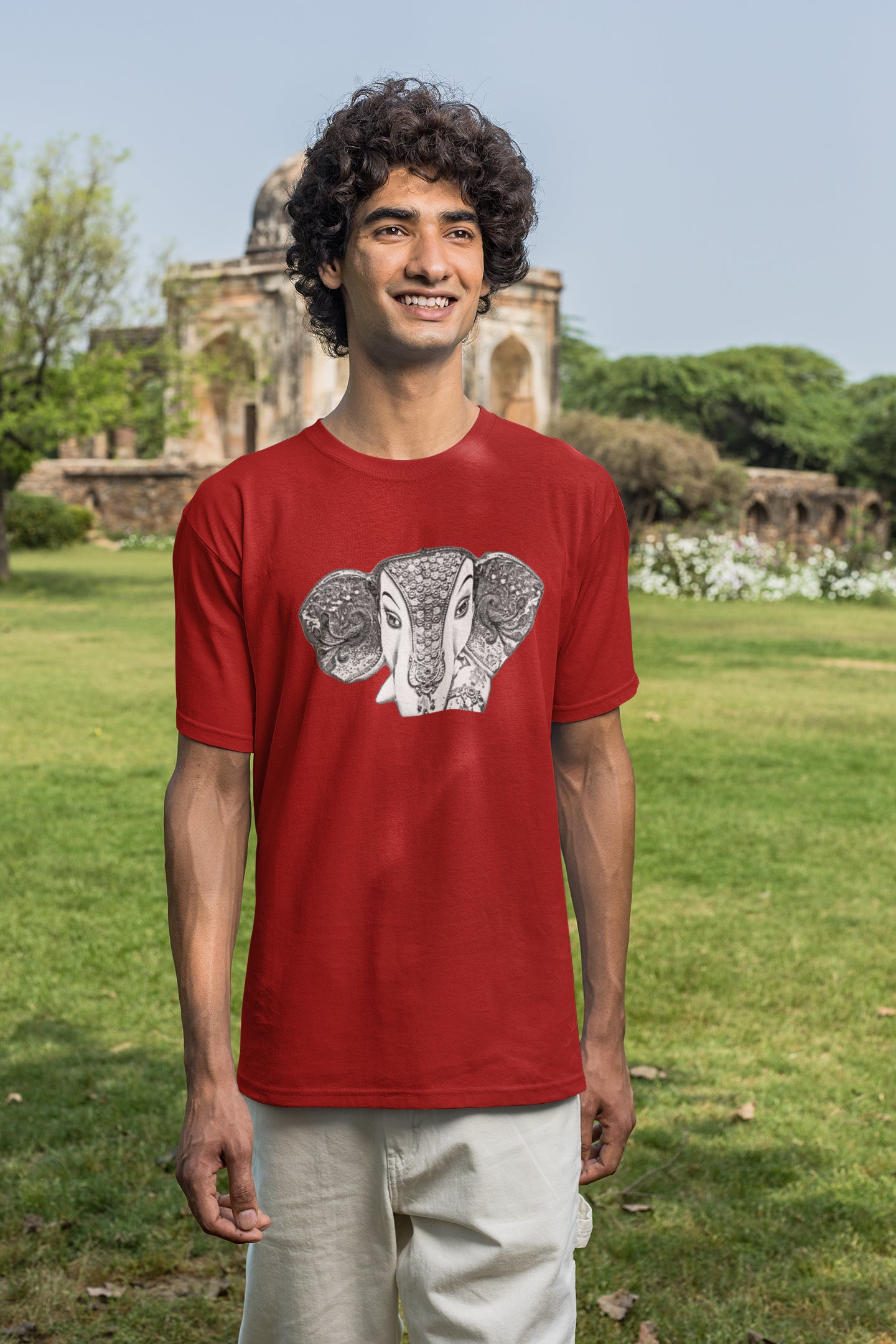 Summer T-shirt for Men(Ganpati Pencil Sketch Full Face)