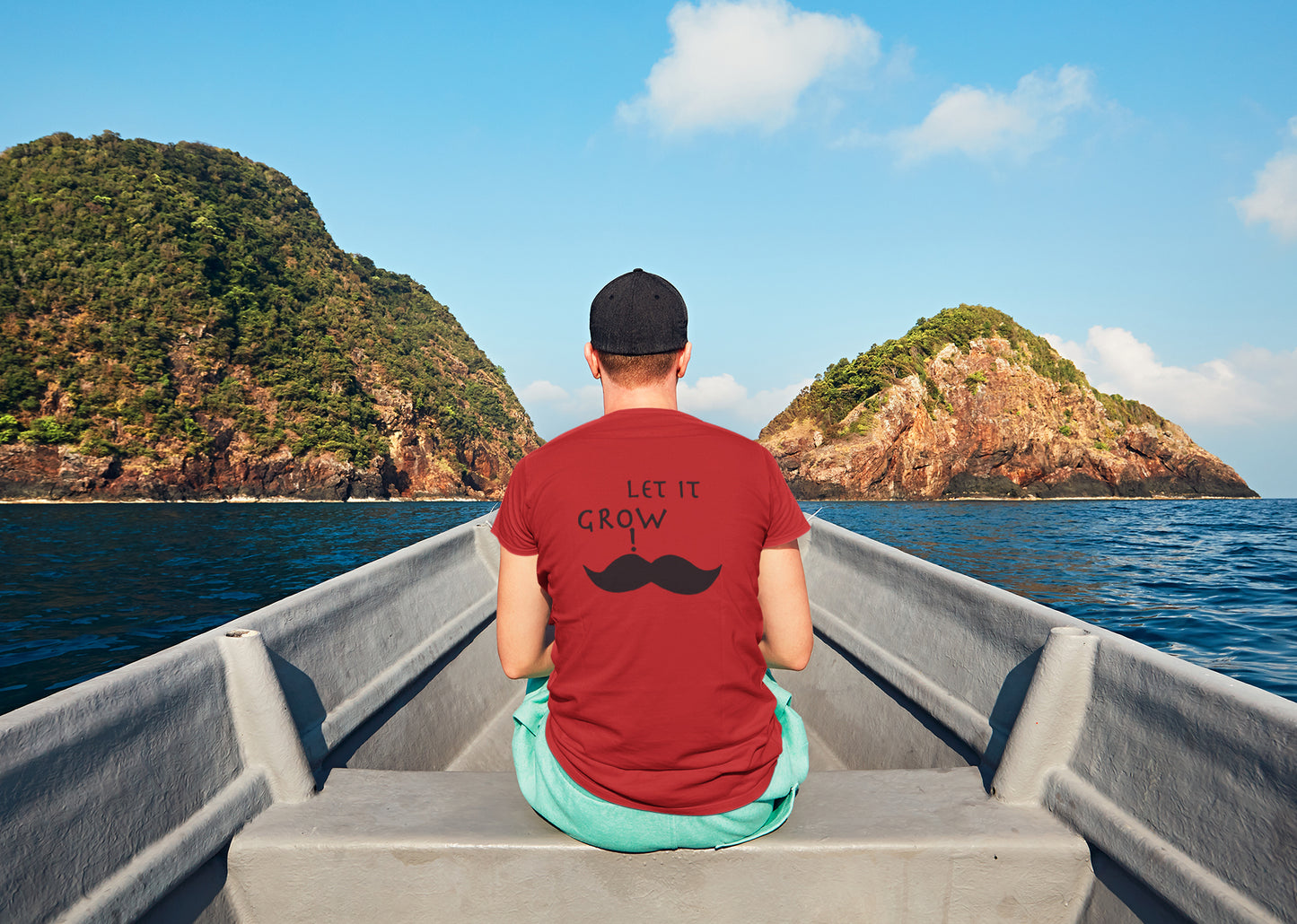 Sommer-T-Shirt mit „Let It Grow Back“-Aufdruck für Herren