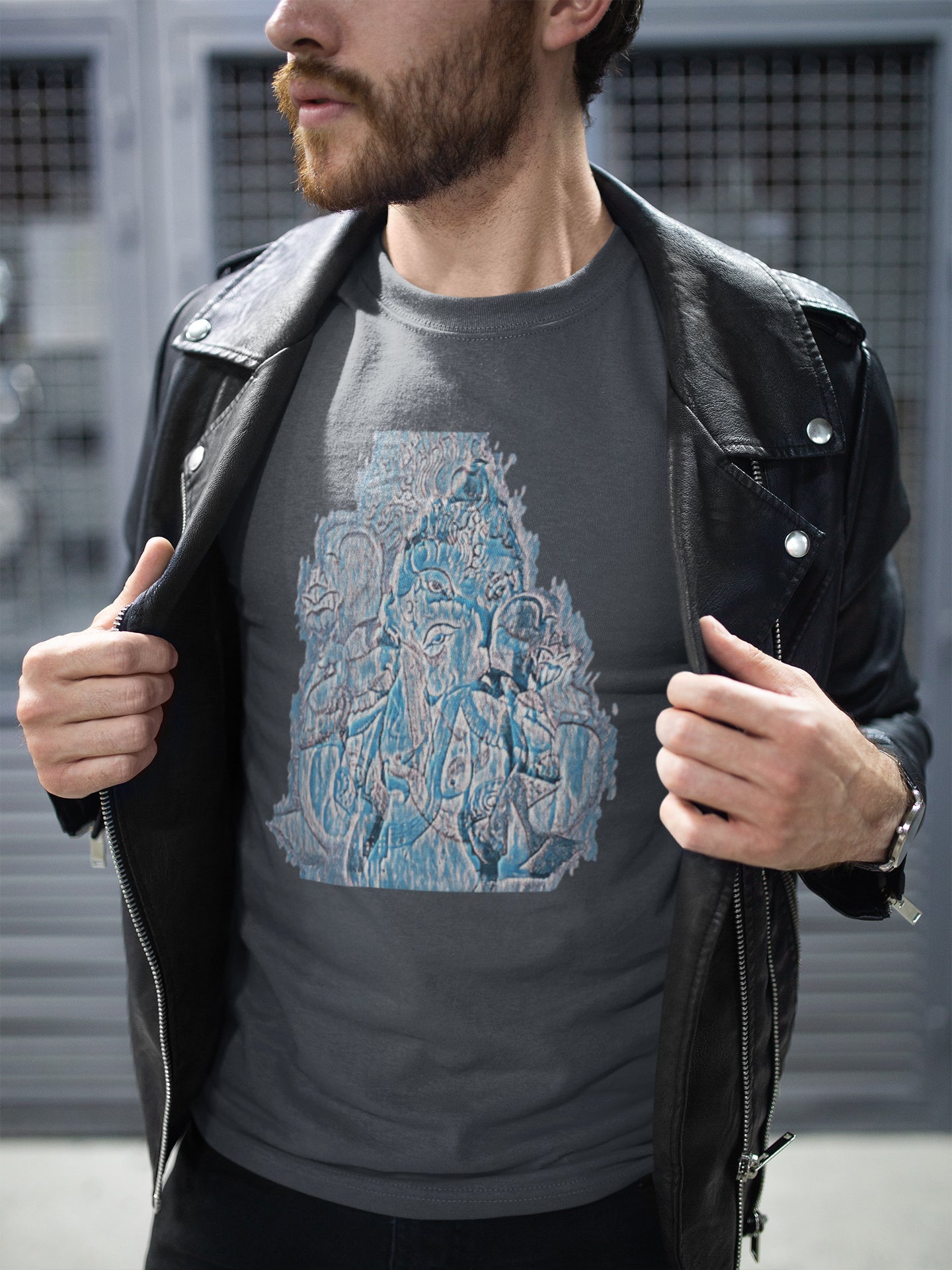 Blaues Ganpati Sommer-T-Shirt für Herren