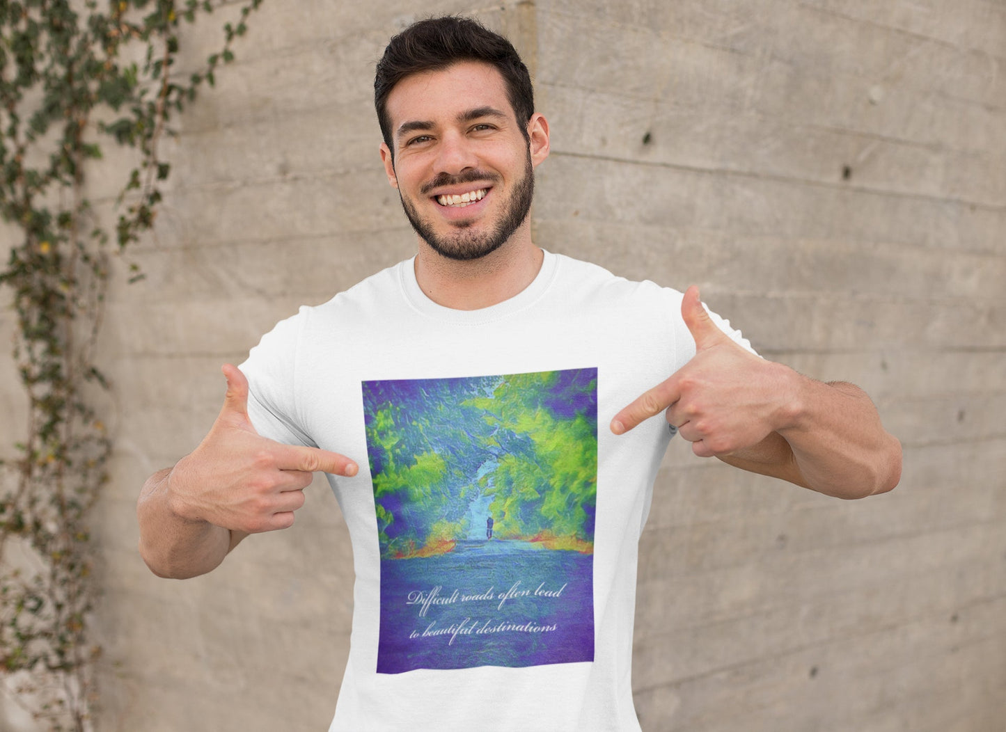 Difficult Roads Beautiful Destinations Summer T-shirt for Men