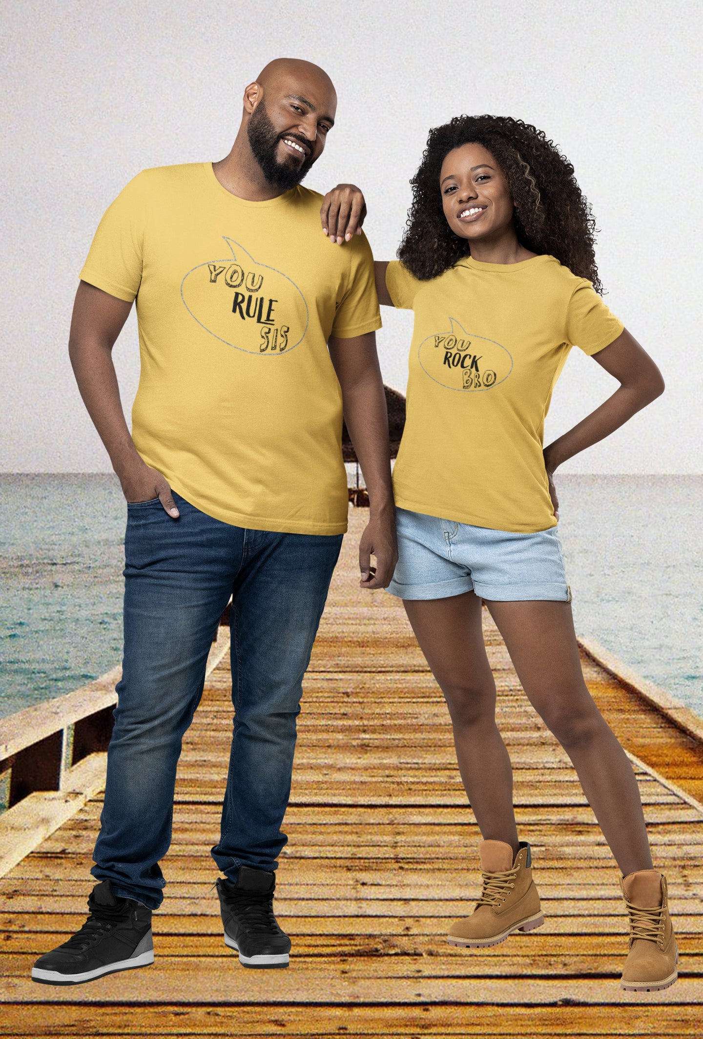 You Rule Sis / You Rock Bro Summer T-shirt Combo Siblings