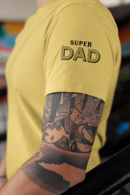 Super Dad Sleeves Print Summer T-shirt for Men
