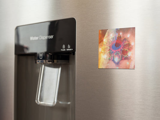 Quadratischer Kühlschrankmagnet mit mehrfarbiger Diya-Farbe