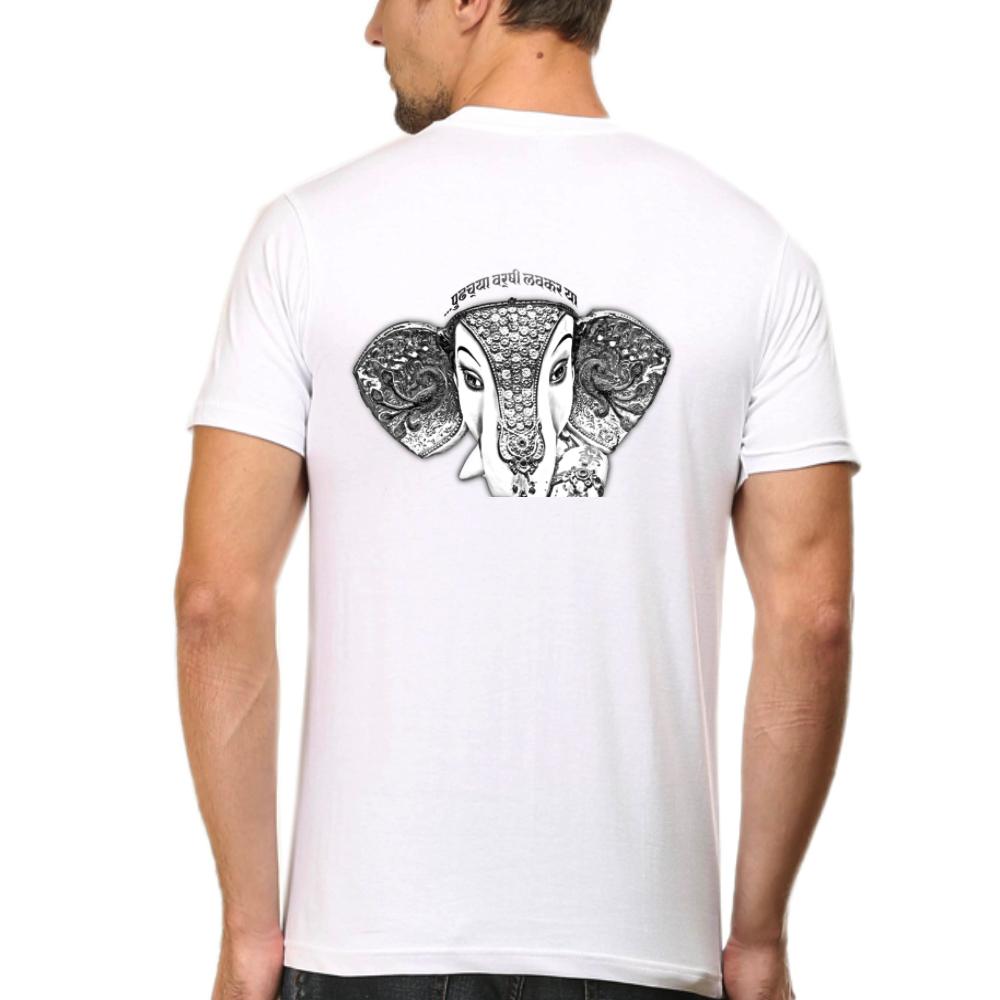 Ganpati Pudhchya Varshi Lavkar Ya Sommer-T-Shirt mit Rückenaufdruck für Herren