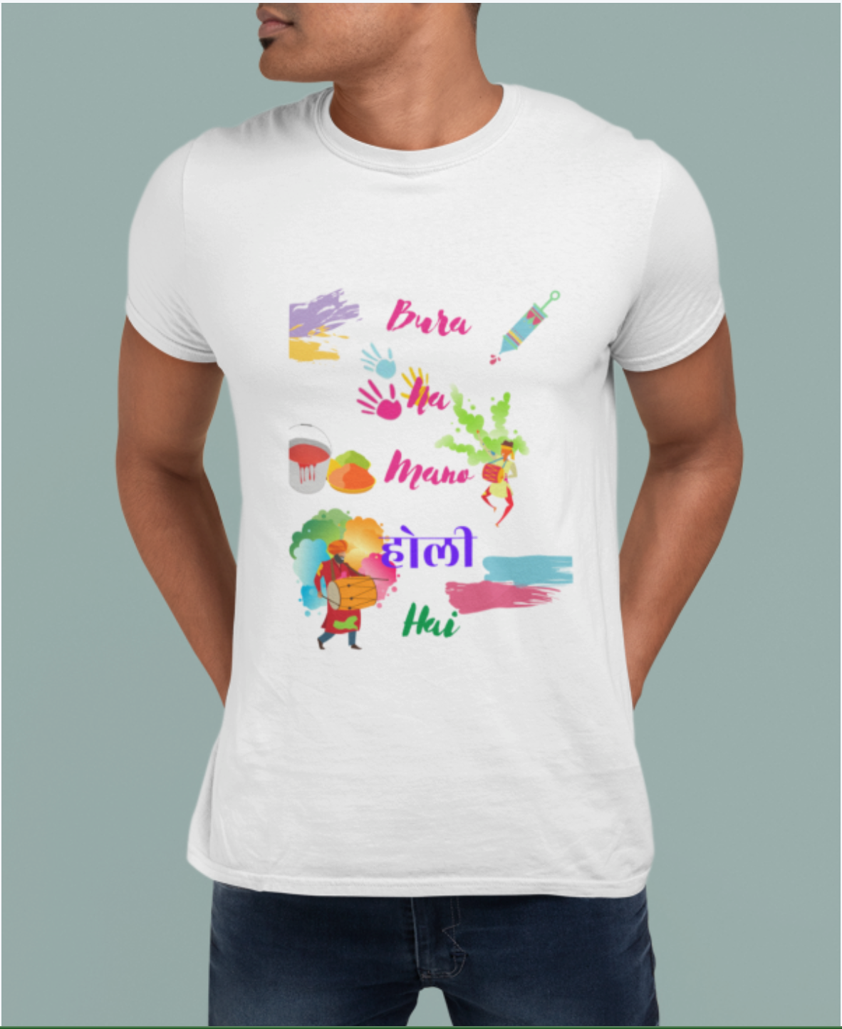 Bura Na Mano Holi Hai Dhol Summer T-shirt for Men