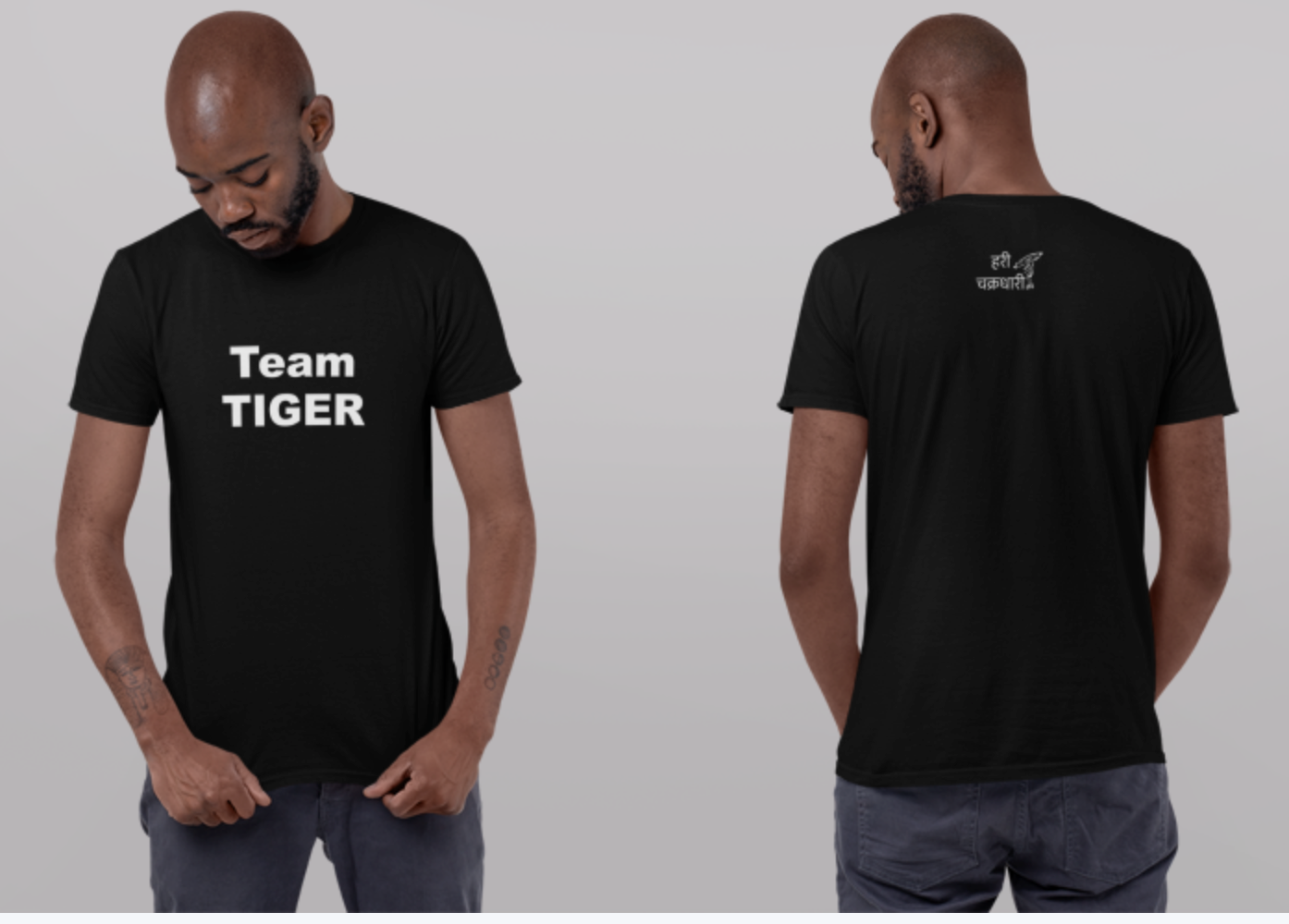 Team Tiger White Print Summer T-shirt for Men