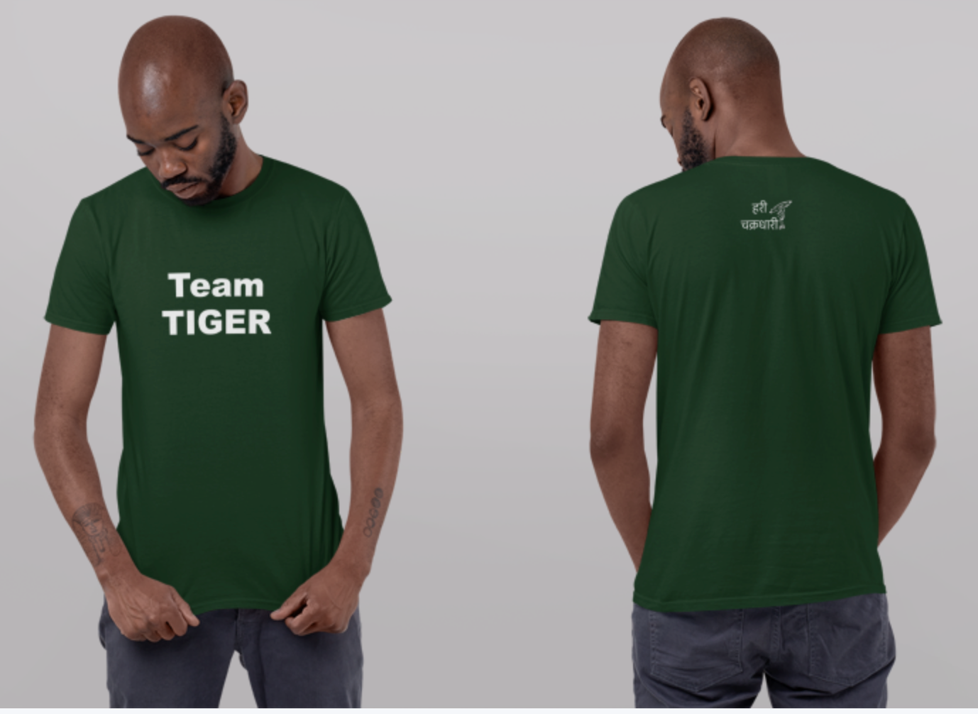 Team Tiger White Print Summer T-shirt for Men