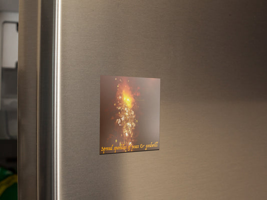 Spread Sparkles Of Peace And Goodwill Square Fridge Magnet