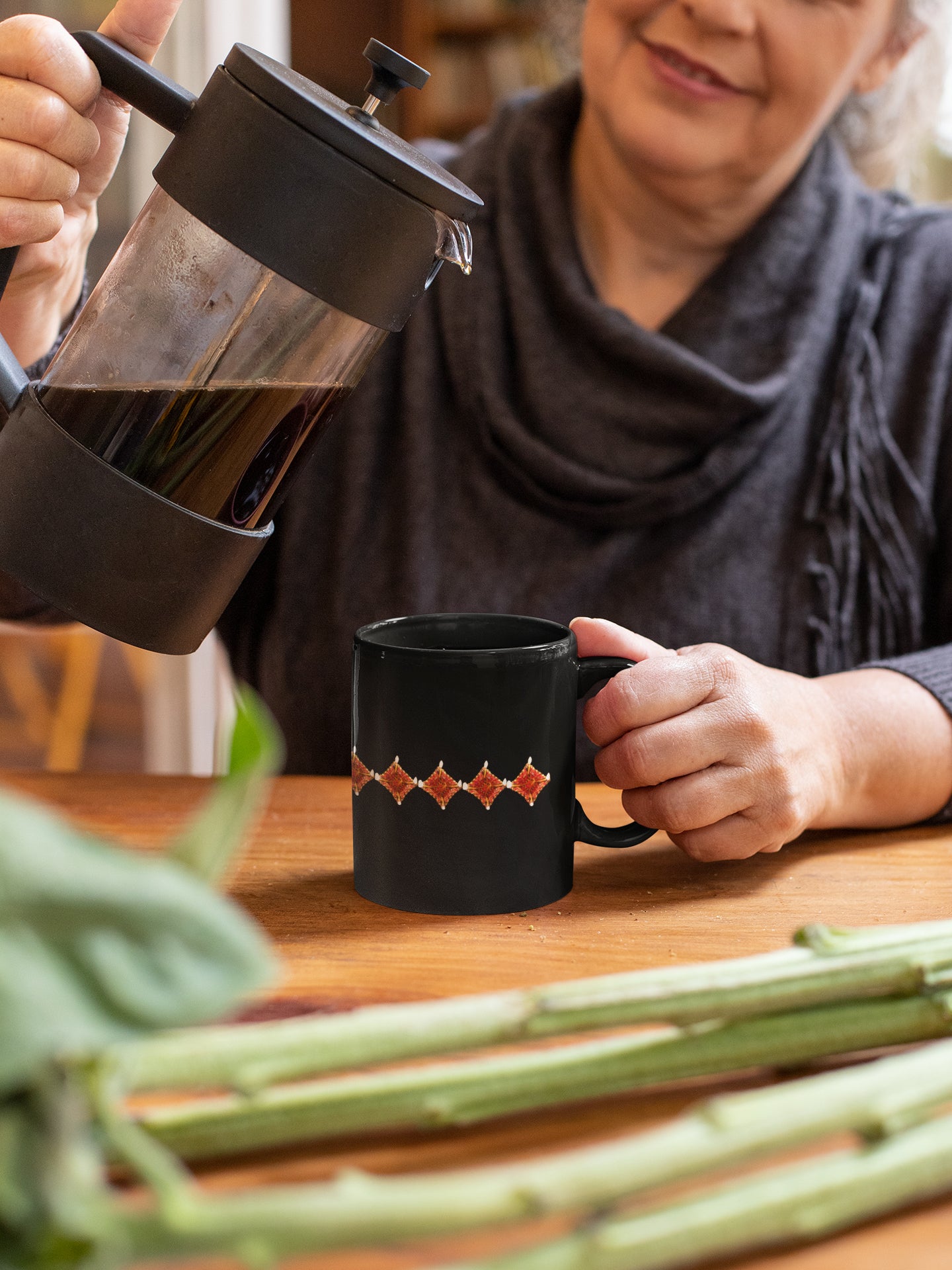 Schwarze Kaffeetasse (Square Diya Trail)