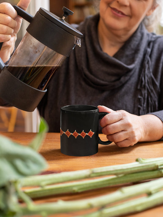 Black Coffee Mug ( Square Diya Trail )