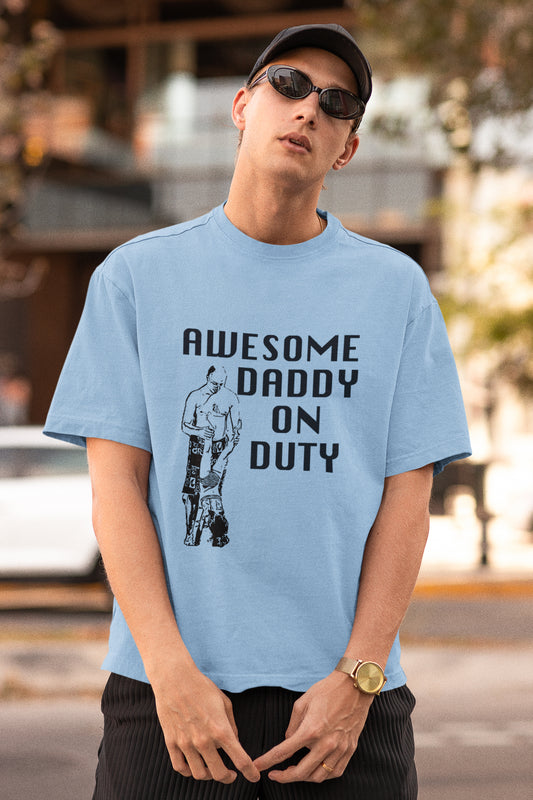 Awesome Daddy On Duty Unisex Oversized T-shirt