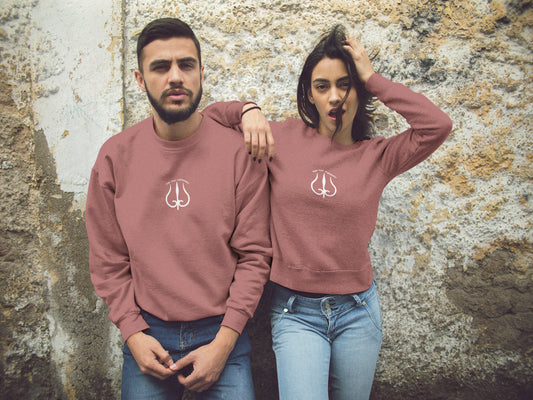 Har Har Mahadev White Trident Unisex Sweatshirt