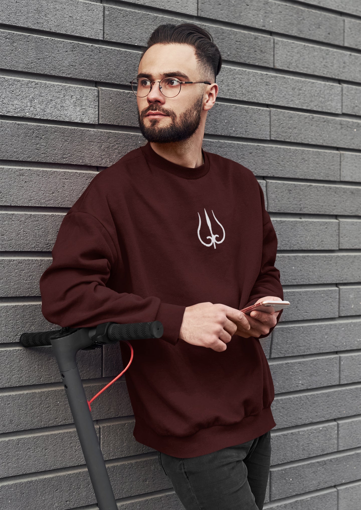 Weißes Trident Unisex Sweatshirt