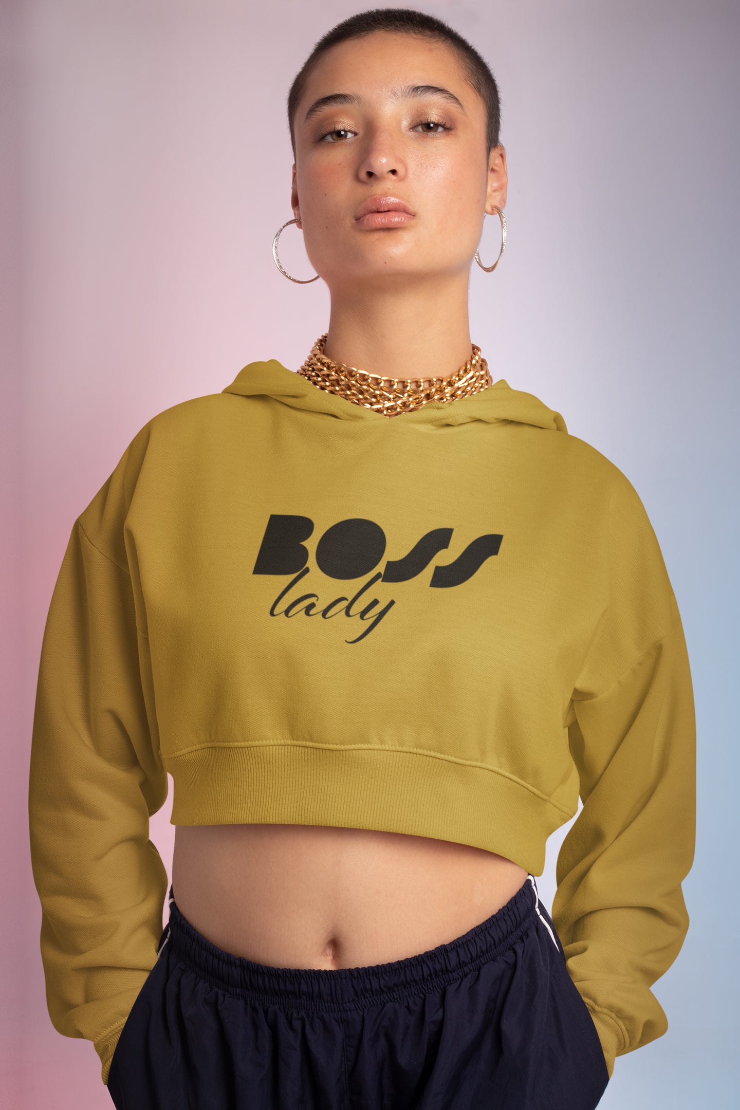 Boss Lady Crop Hoodie For Women