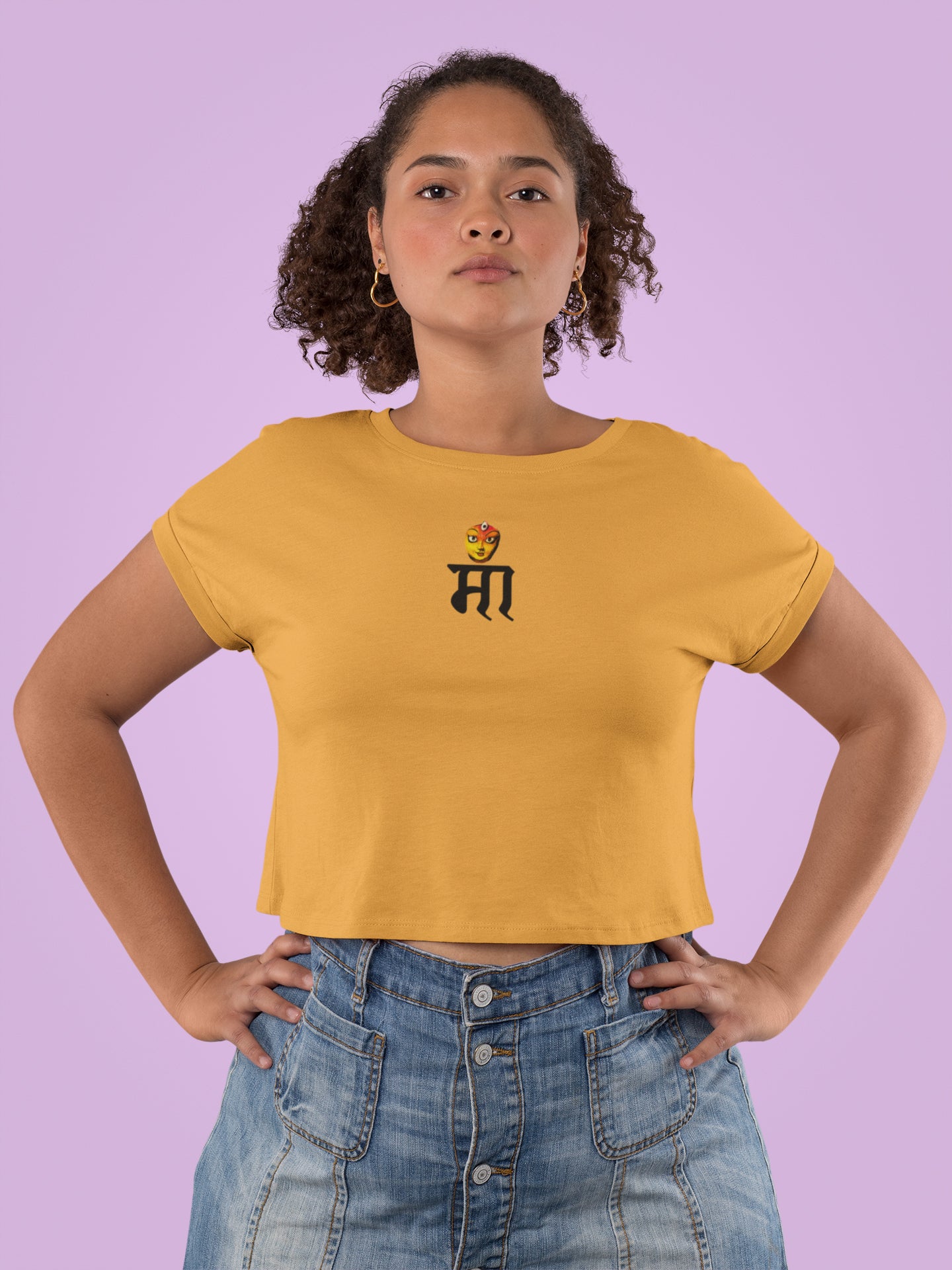 Maa Neck Print Crop Top For Women