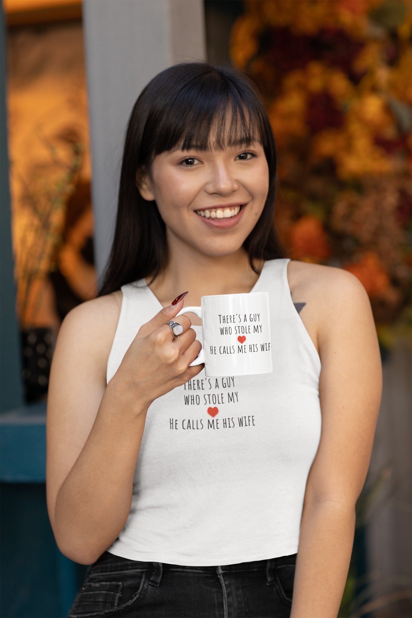 Husband Wife Love White Crop Tank For Women