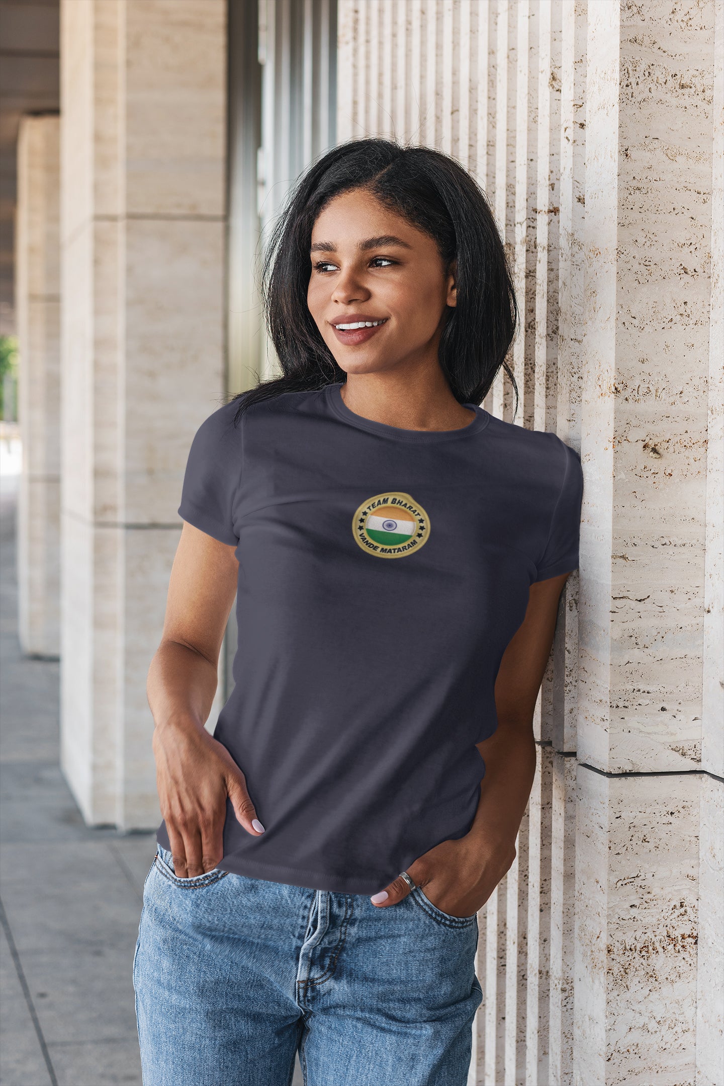 Sommer-T-Shirt für Damen (Team Bharat Small)