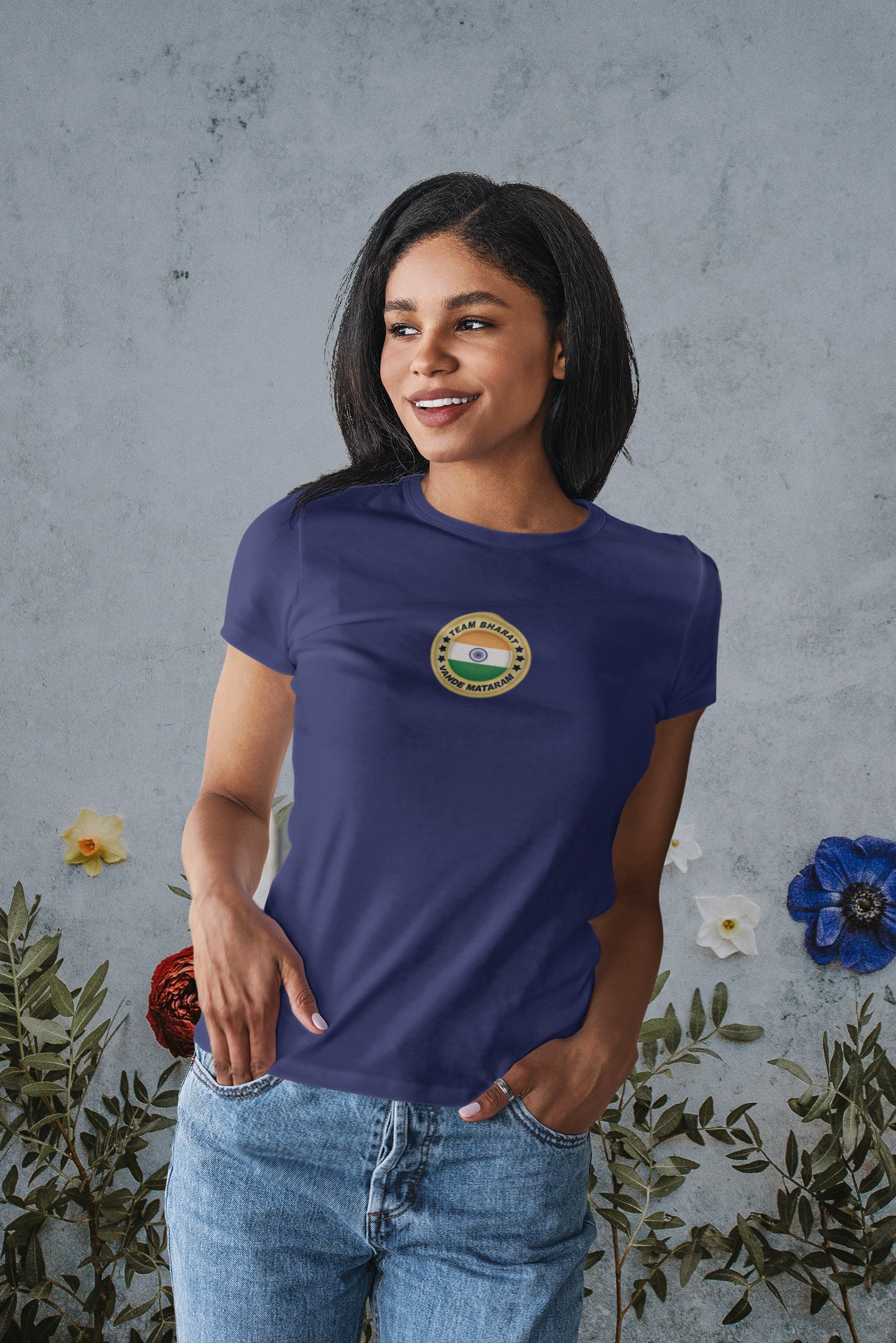 Sommer-T-Shirt für Damen (Team Bharat Small)