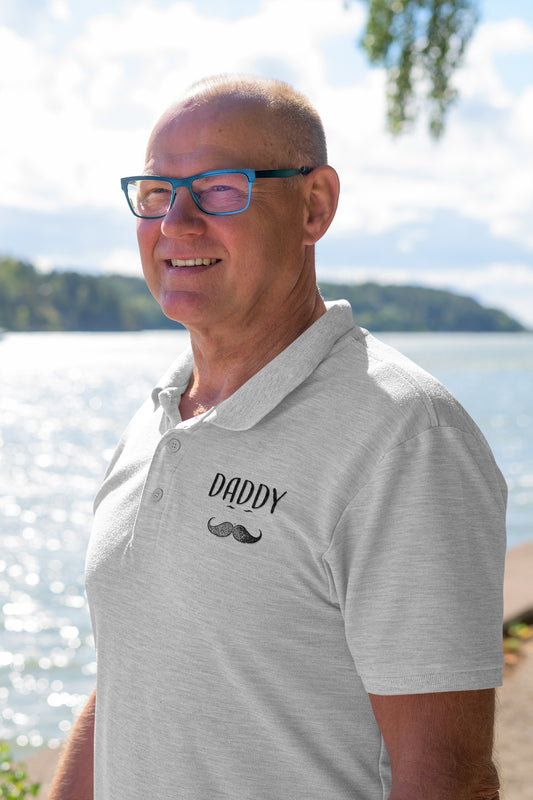 Daddy Schwarzes Polo-T-Shirt mit Taschenprint für Herren
