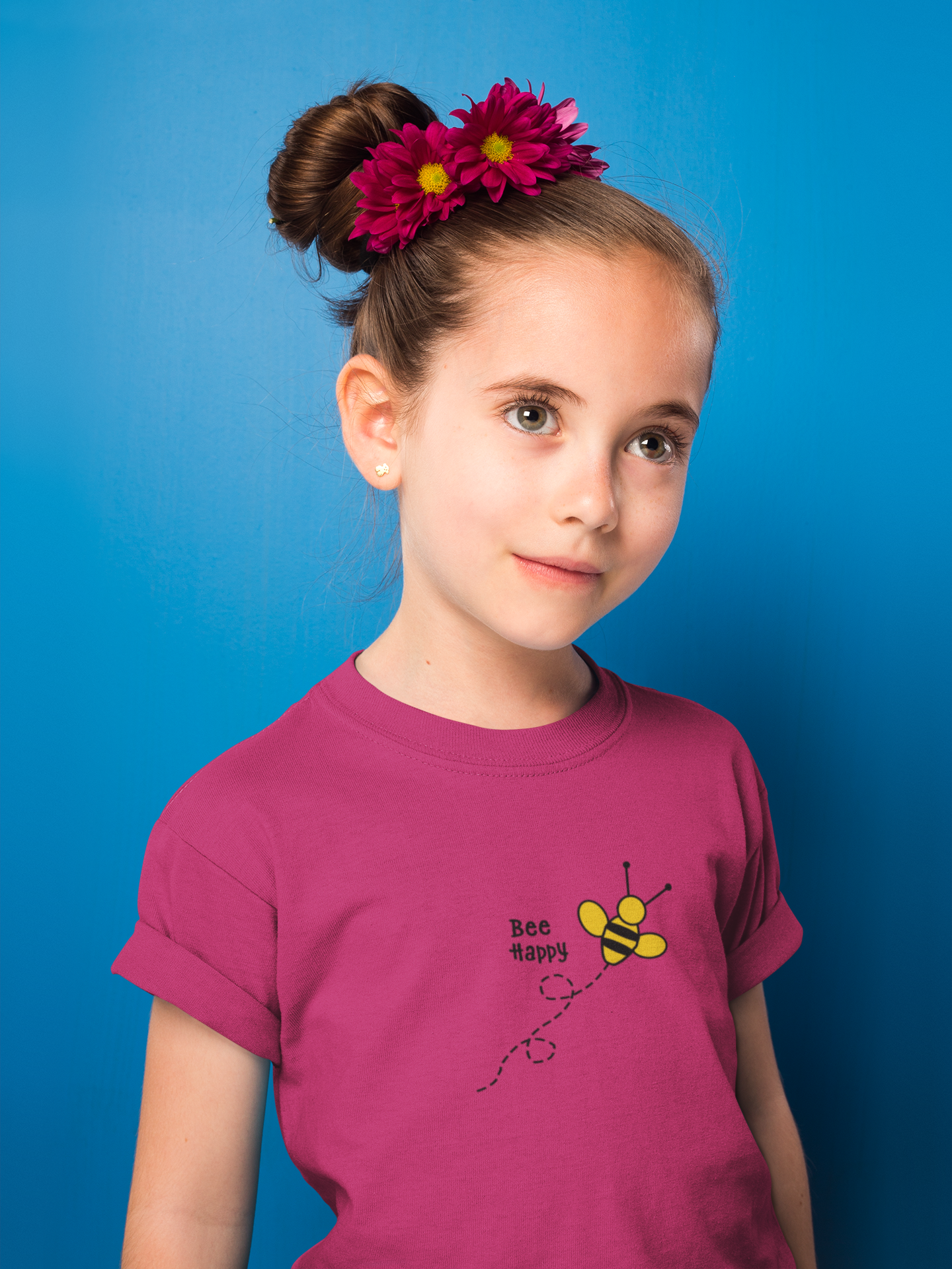 Summer T-shirt for Girls(BE HAPPY YELLOW)