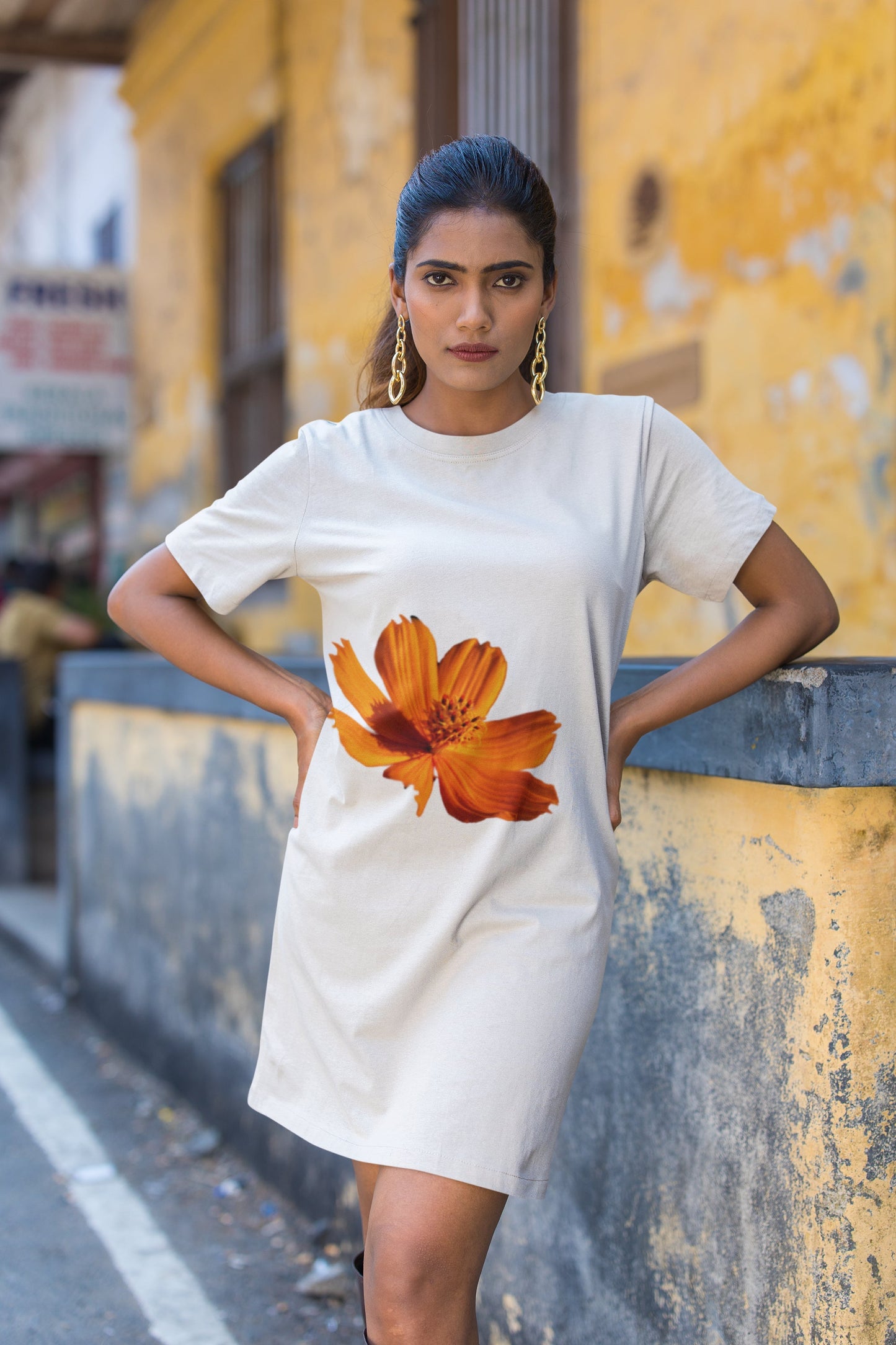 Flower Head T-shirt Dress